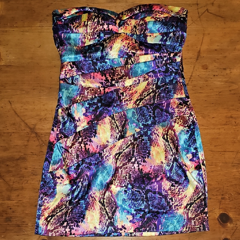 Speechless Blue and Purple Strapless Bodycon Dress
